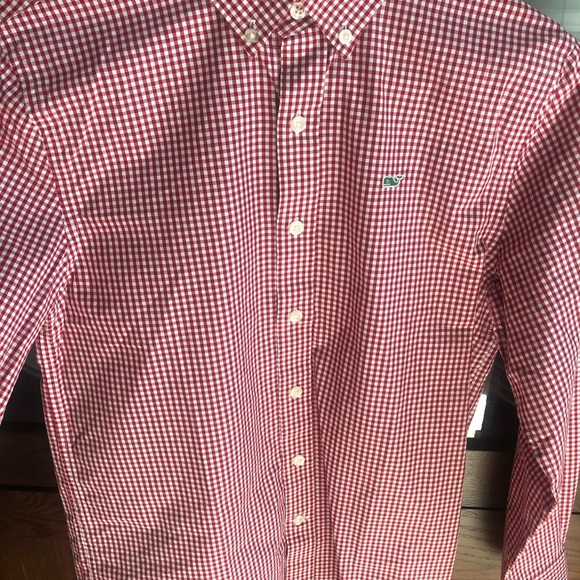 Vineyard Vines Red Gingham Whale Button Down - Picture 2 of 4